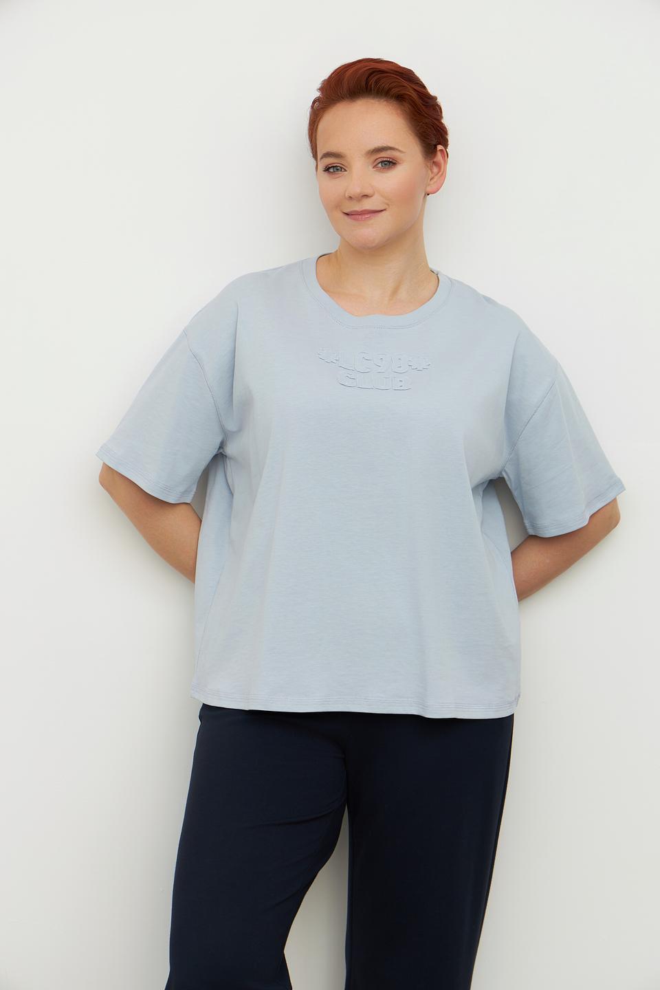 Футболка Luisa Cerano голубая с вышивкой