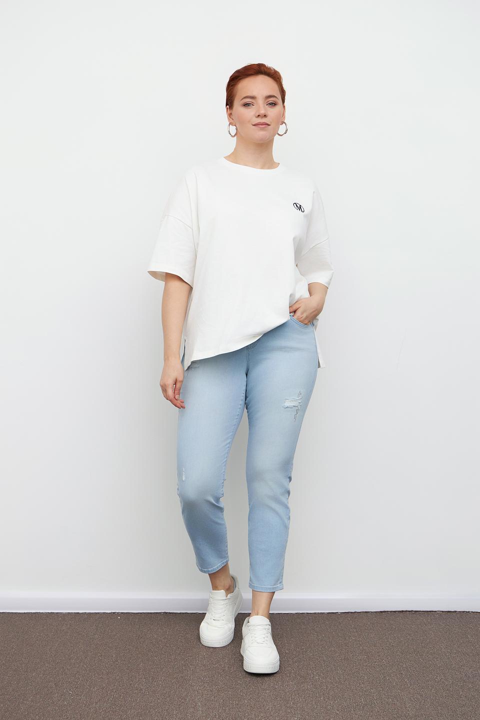 Джинсы с потертостями Rabe collection голубые