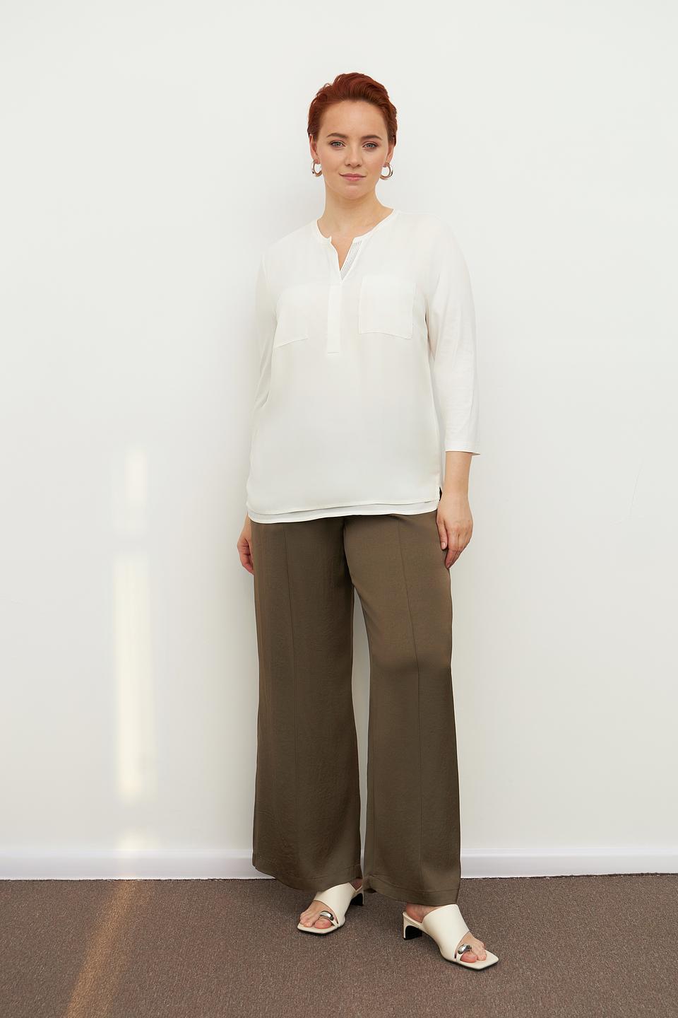 Блуза Rabe collection белая с V-образным вырезом