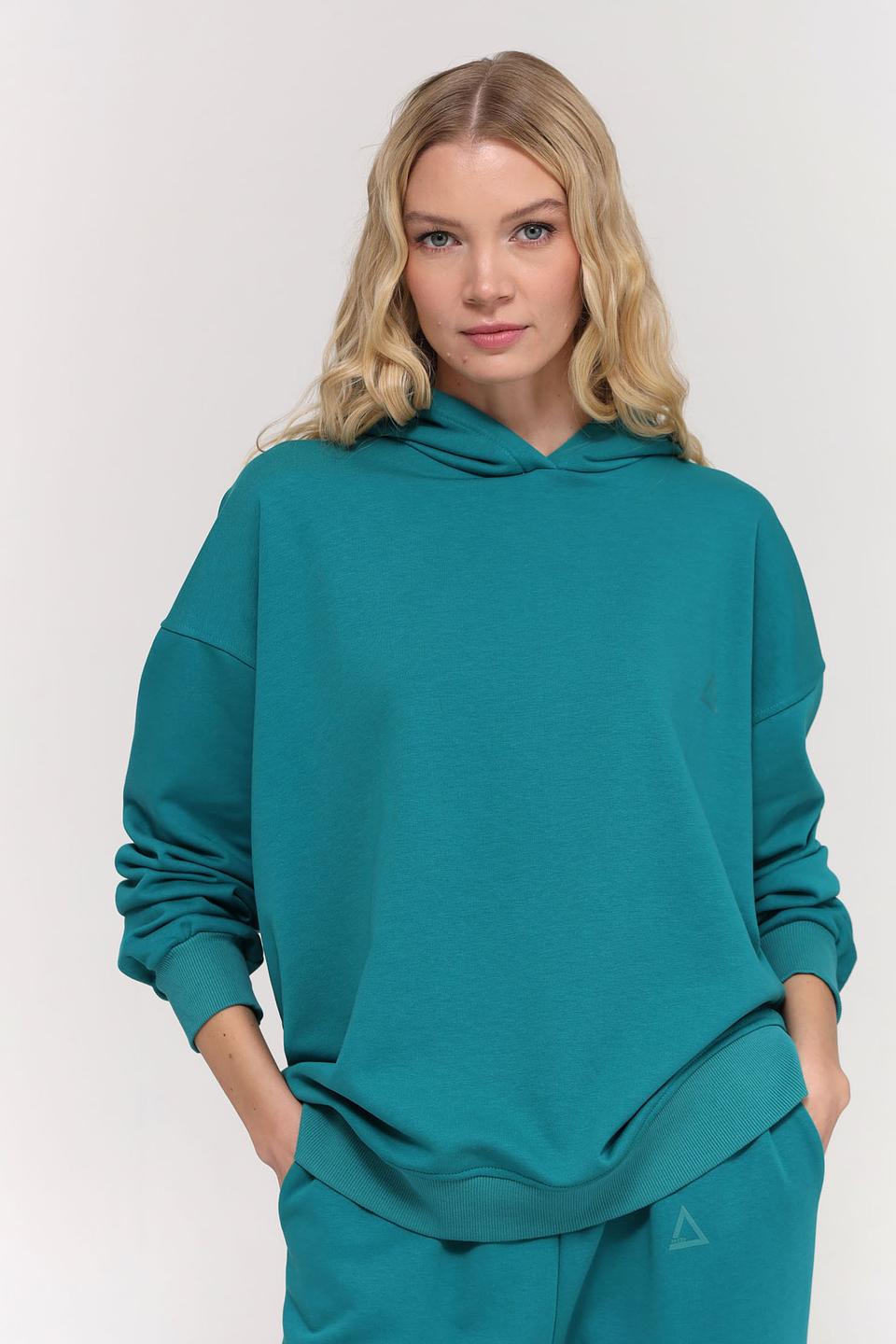 Пуловер Pezzo с капюшоном изумрудный