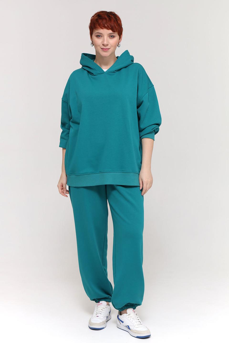 Пуловер Pezzo с капюшоном изумрудный