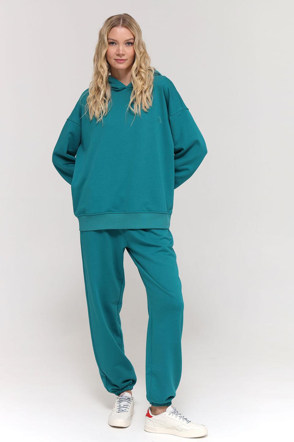 Пуловер Pezzo с капюшоном изумрудный