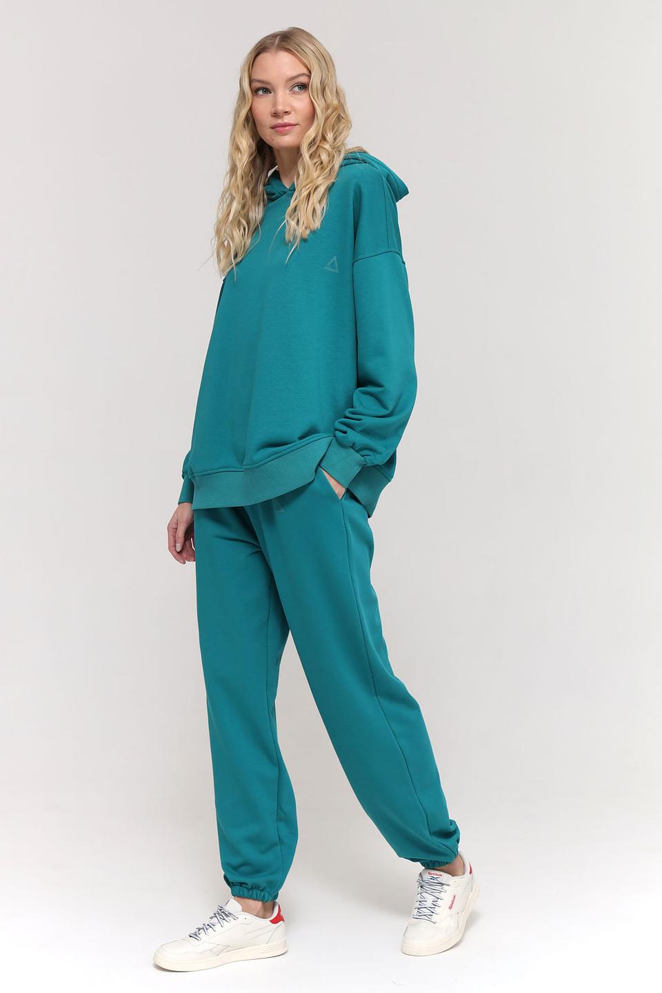 Пуловер Pezzo с капюшоном изумрудный