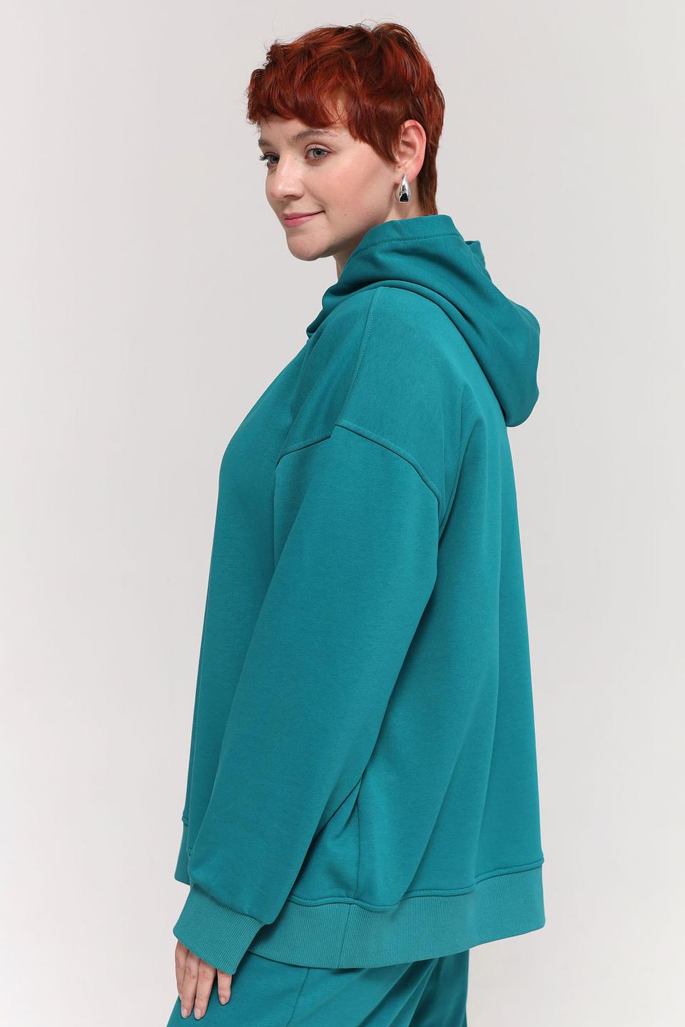 Пуловер Pezzo с капюшоном изумрудный