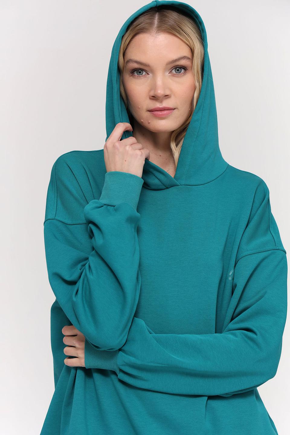 Пуловер Pezzo с капюшоном изумрудный