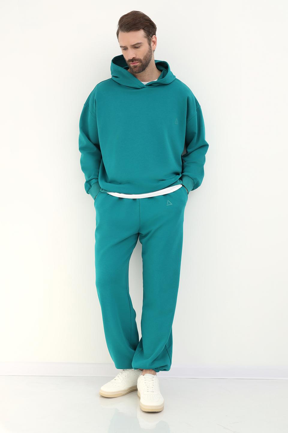 Пуловер Pezzo с капюшоном изумрудный