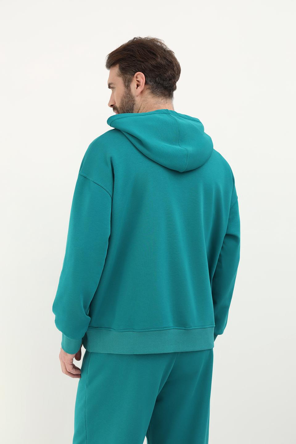 Пуловер Pezzo с капюшоном изумрудный