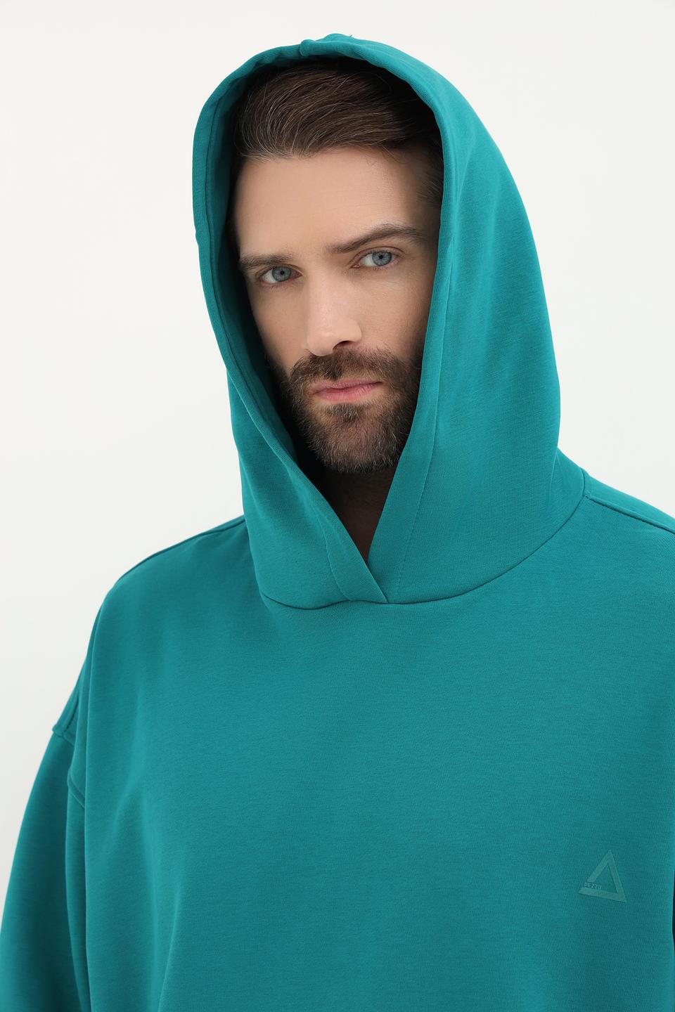 Пуловер Pezzo с капюшоном изумрудный