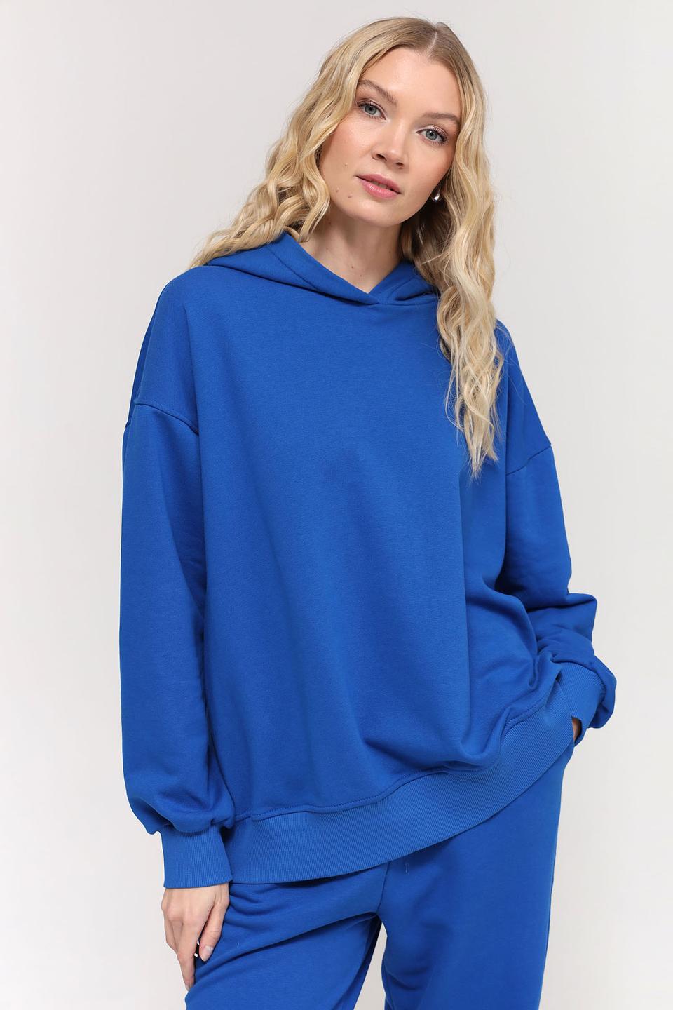 Пуловер Pezzo синий с капюшоном