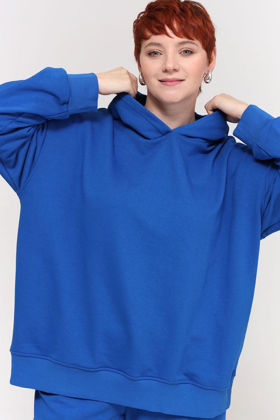 Пуловер Pezzo синий с капюшоном