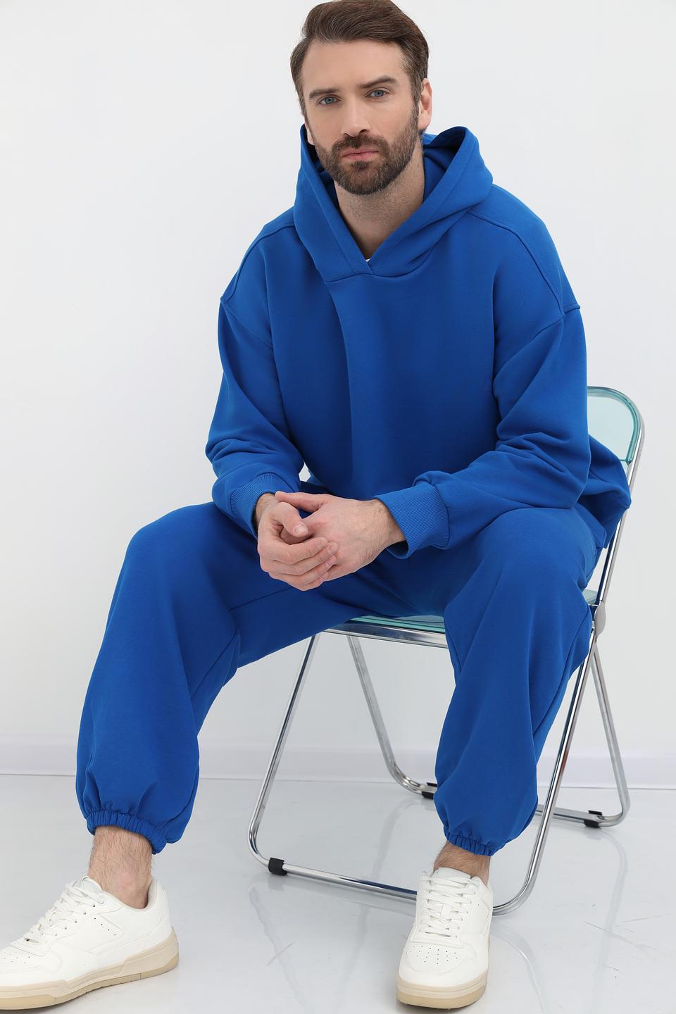 Пуловер Pezzo синий с капюшоном