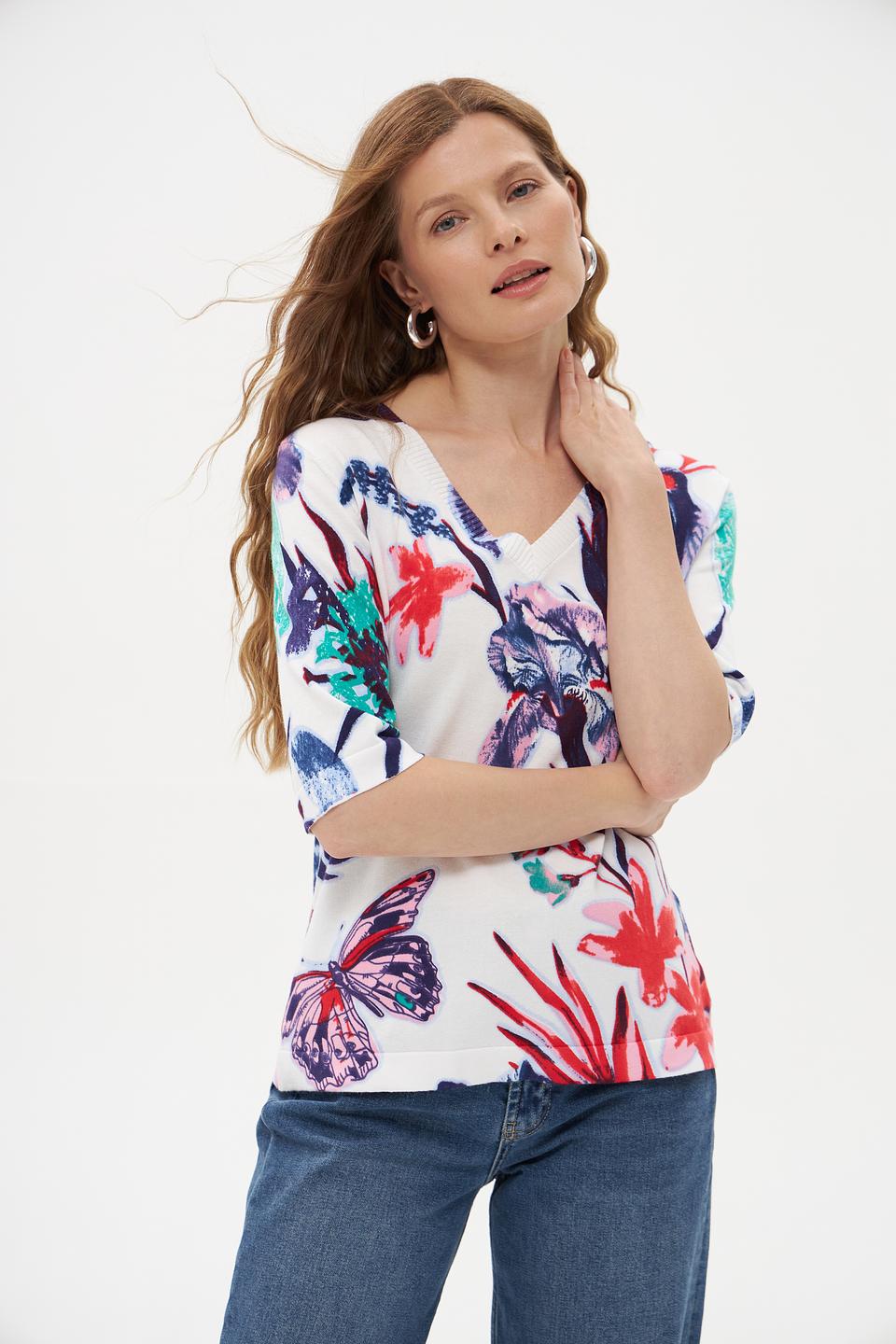 Пуловер Pezzo с цветочным принтом