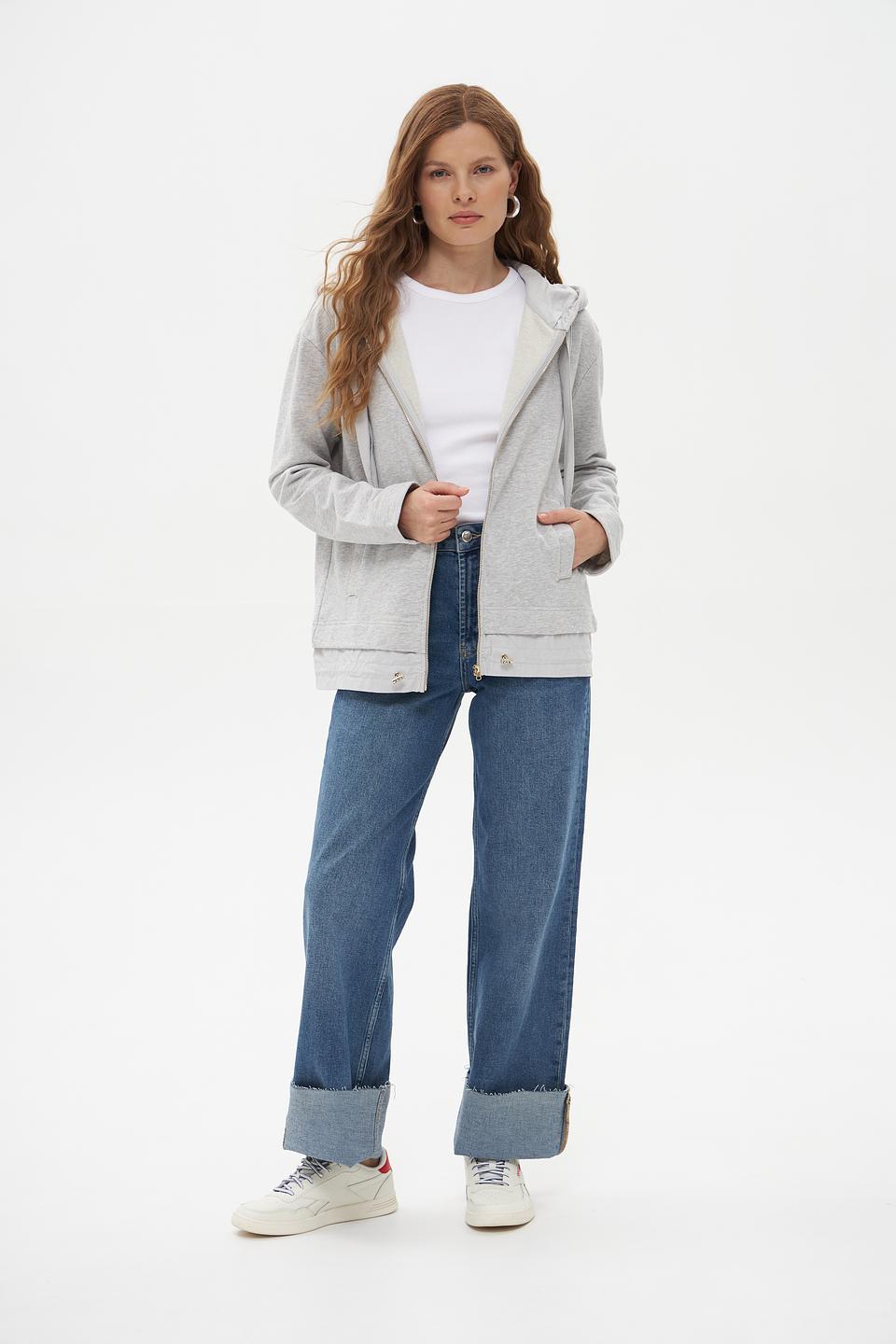 Пуловер Pezzo серый на молнии