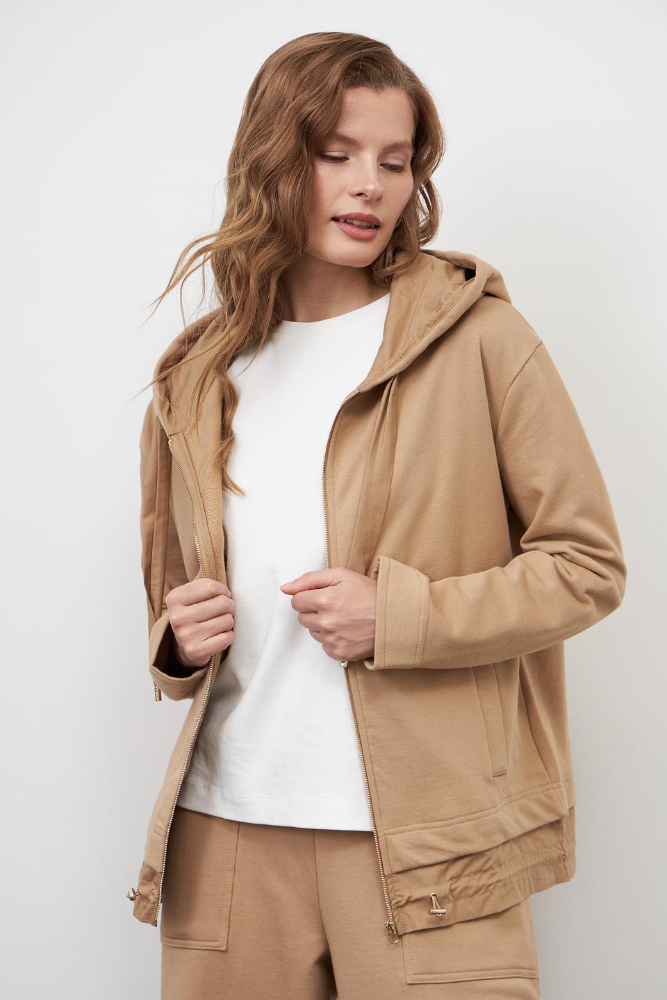 Пуловер Pezzo на молнии бежевый