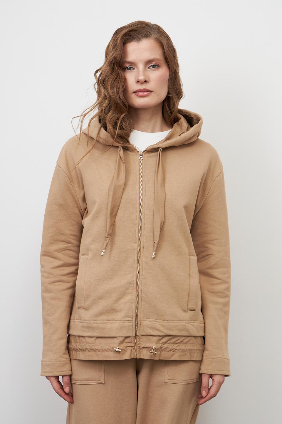 Пуловер Pezzo на молнии бежевый