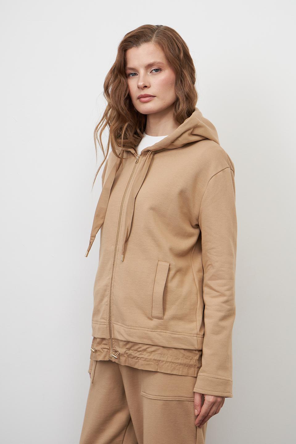 Пуловер Pezzo на молнии бежевый