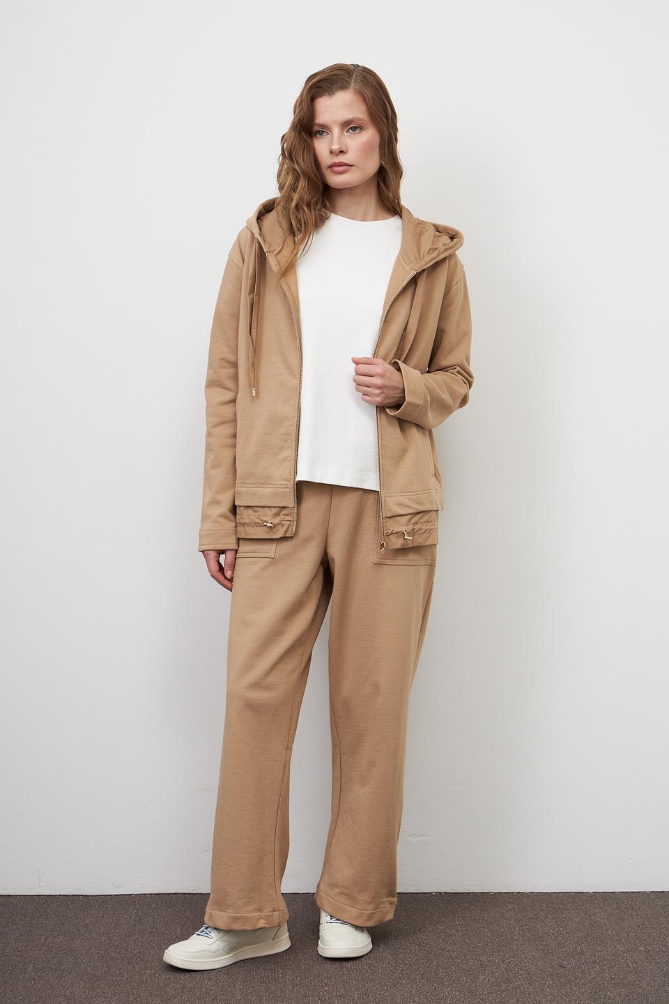 Пуловер Pezzo на молнии бежевый