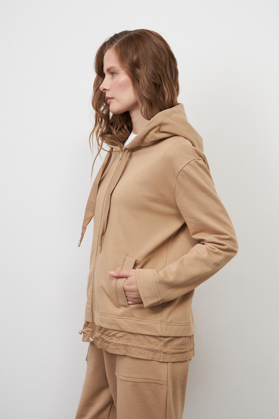 Пуловер Pezzo на молнии бежевый