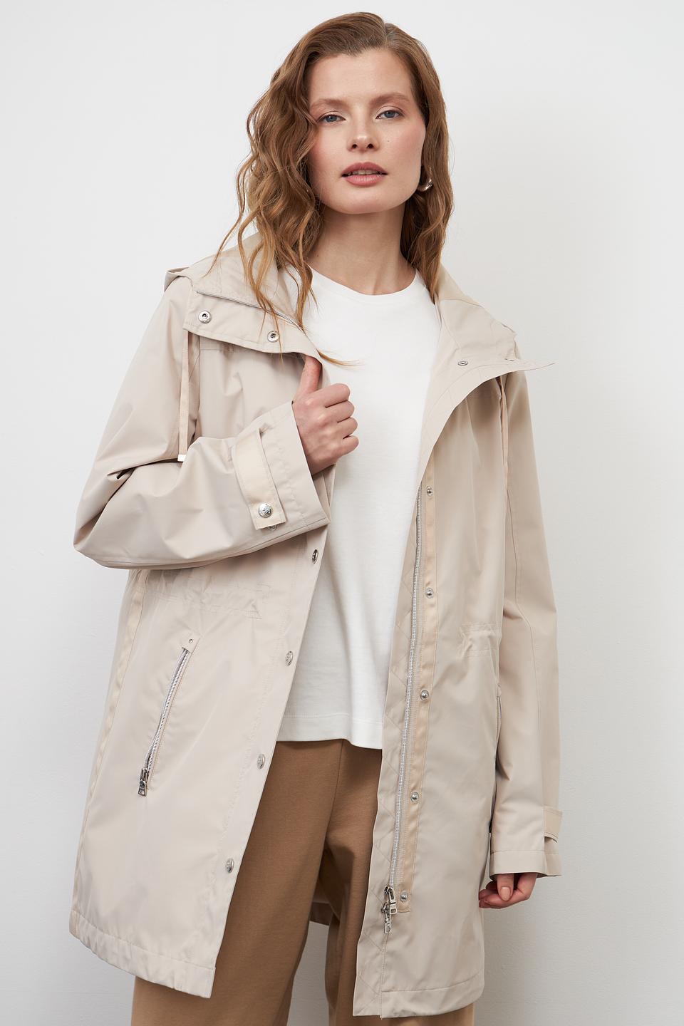 Плащ Pezzo бежевый с капюшоном