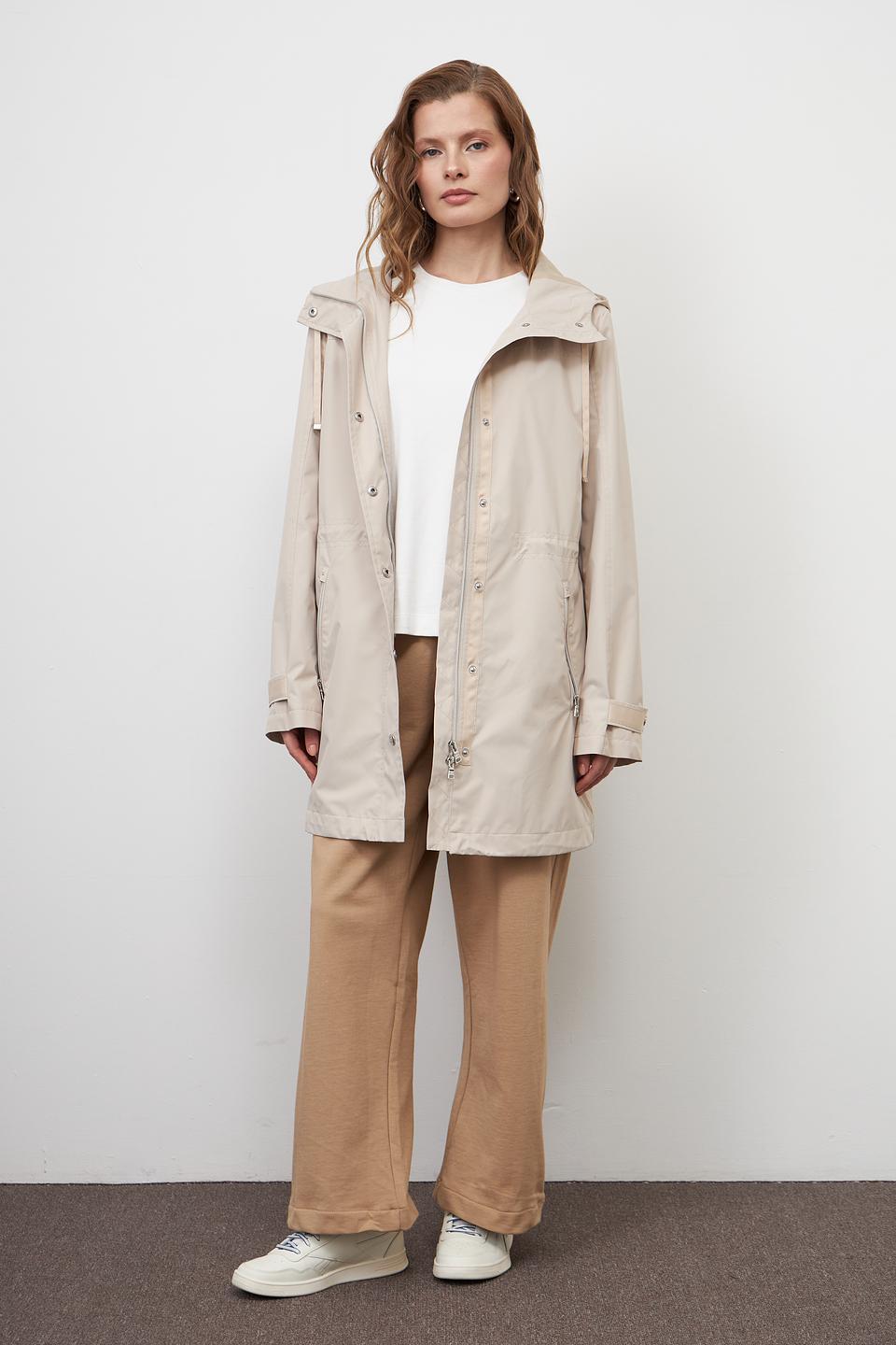 Плащ Pezzo бежевый с капюшоном