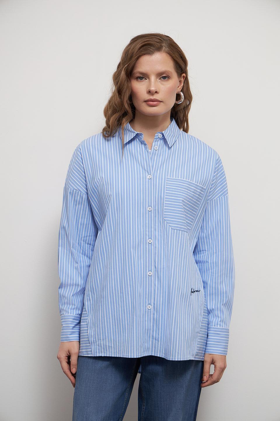 Рубашка Lecomte в полоску голубую