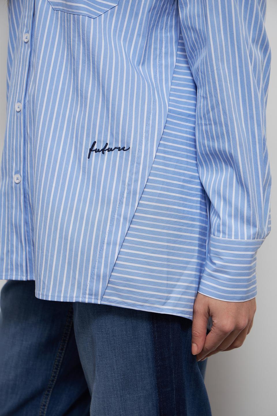 Рубашка Lecomte в полоску голубую