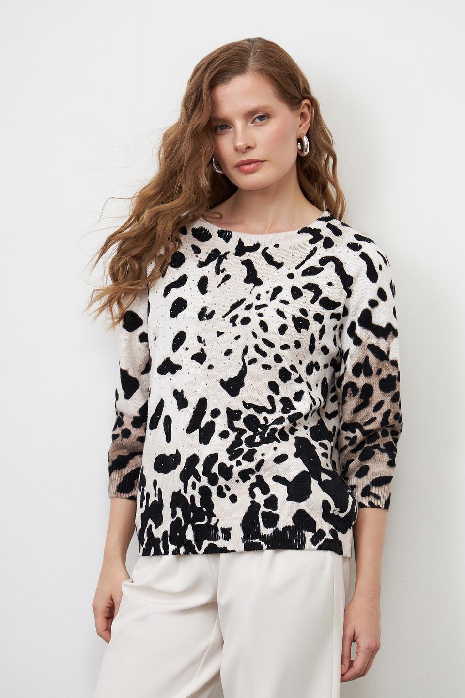 Пуловер Monari с леопардовым принтом