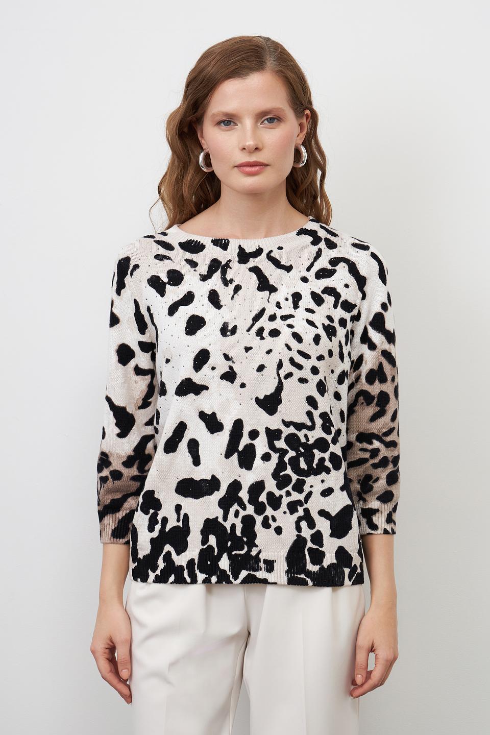 Пуловер Monari с леопардовым принтом