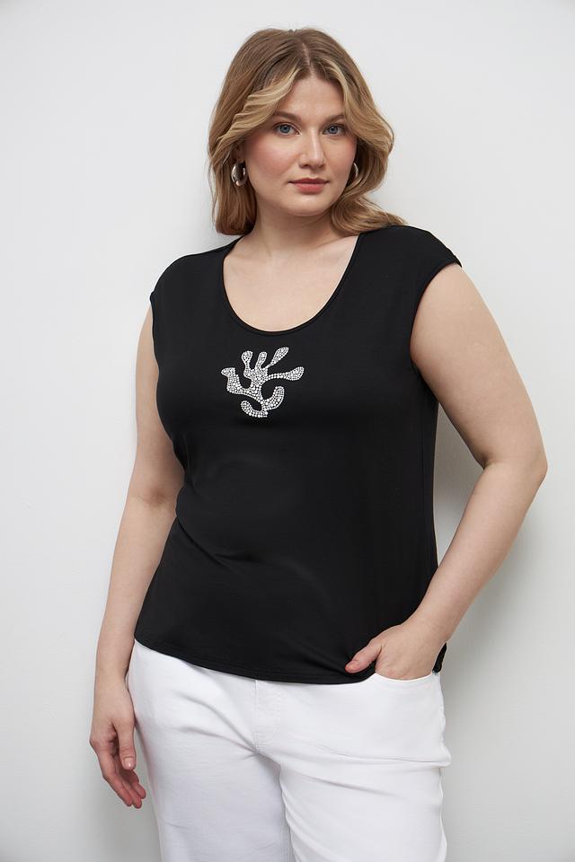 Топ Doris Streich с вышивкой чёрный