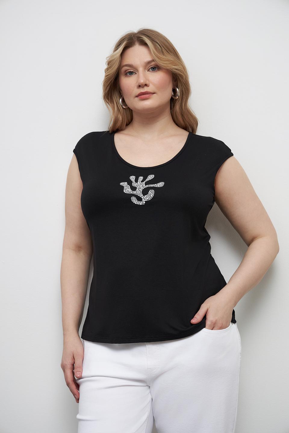 Топ Doris Streich с вышивкой чёрный