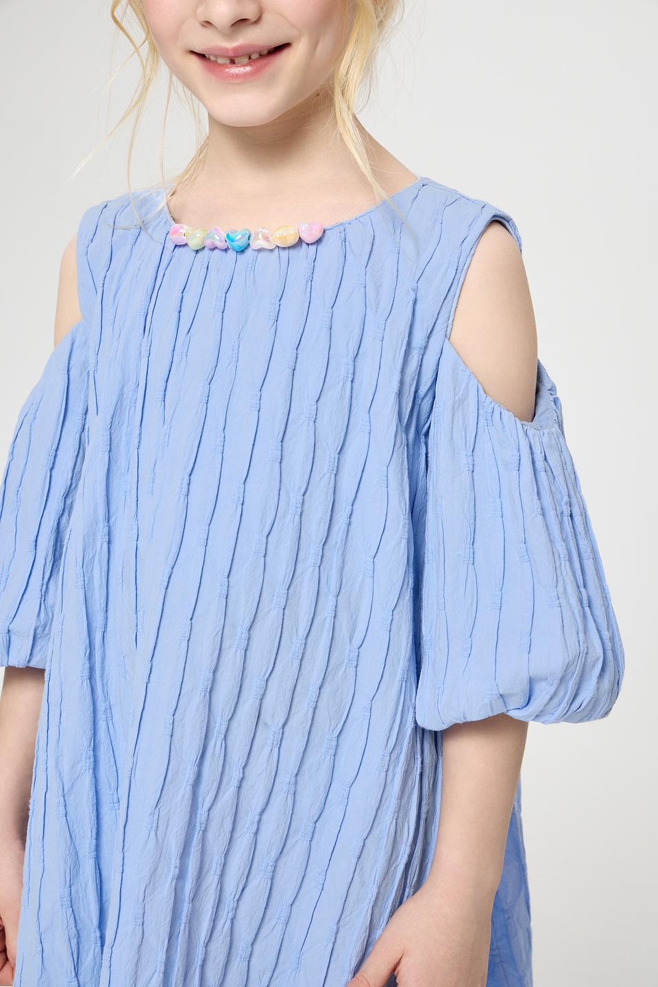 Платье Choupette дев. голубое с открытыми плечами