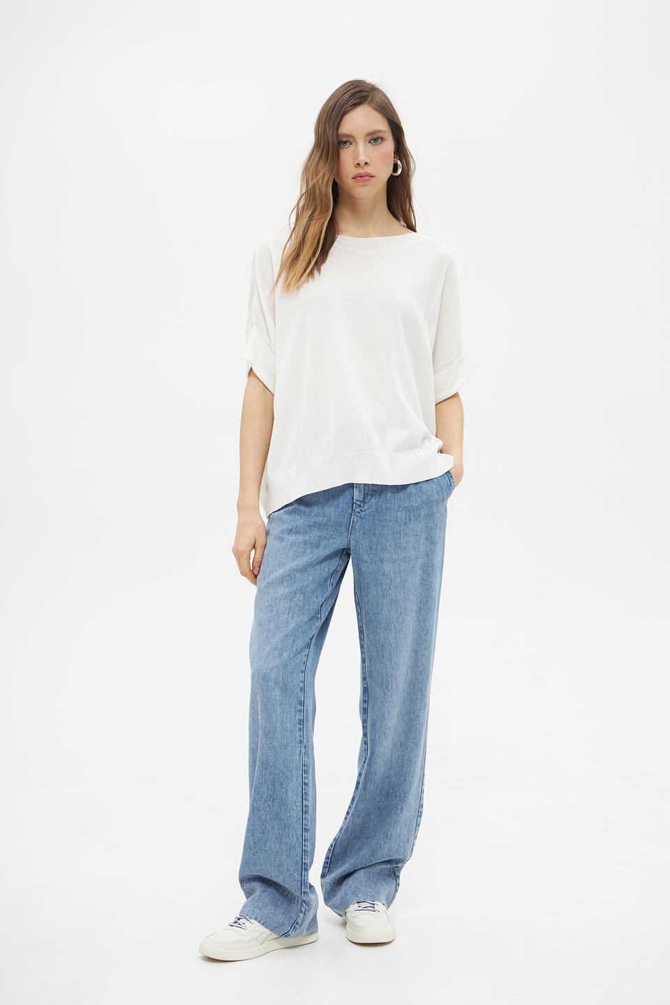 Пуловер More and More белый с рукавом 3/4