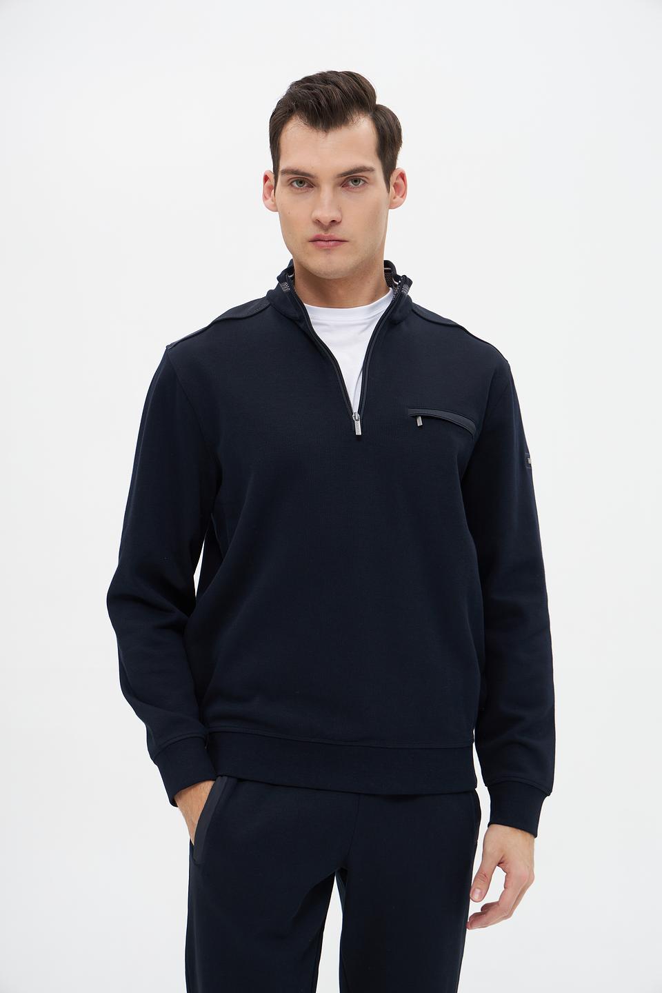 Джемпер Bugatti с молнией темно-синий