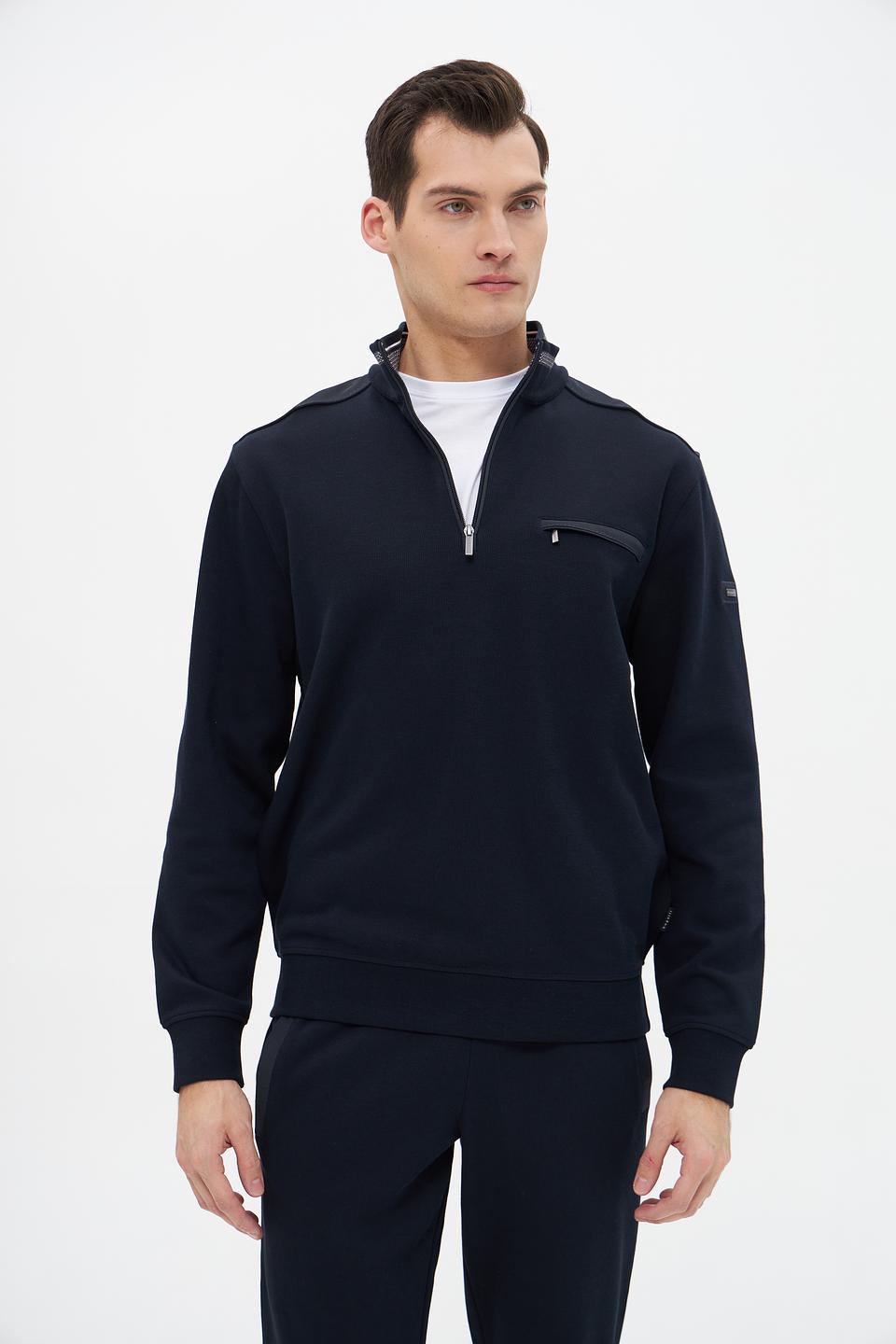Джемпер Bugatti с молнией темно-синий