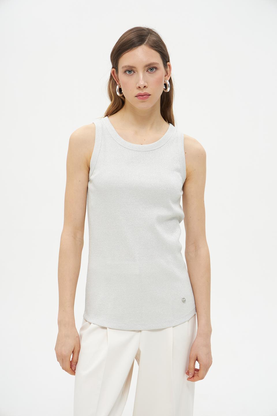 Топ Lecomte с металликом серый