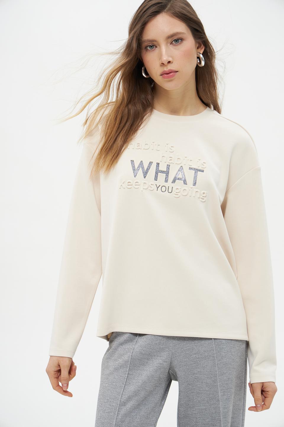 Пуловер Lecomte с принтом бежевый