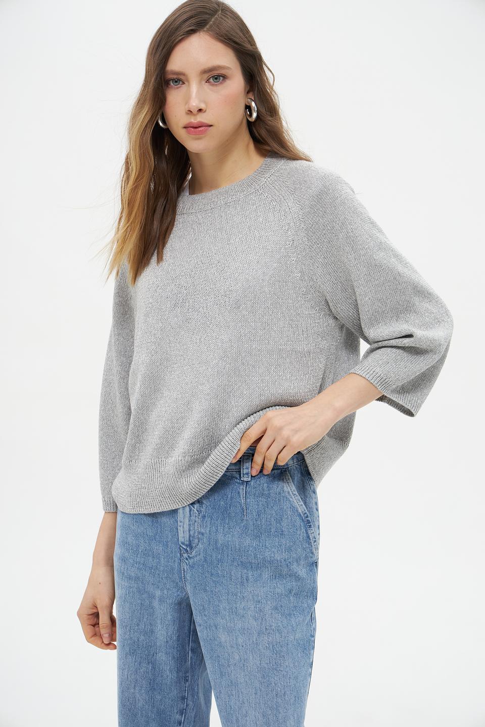 Пуловер Lecomte серый с 3/4 рукавом