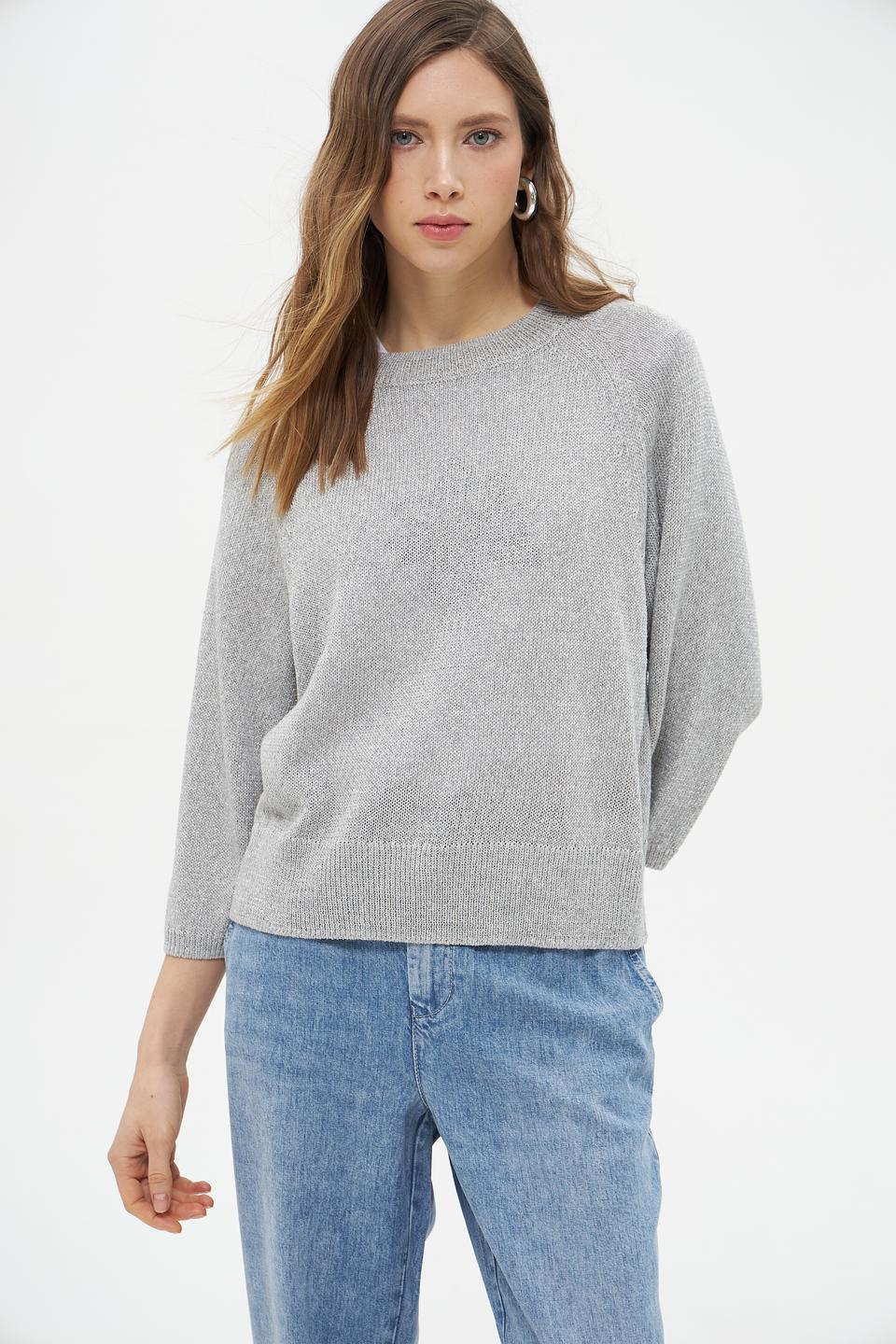 Пуловер Lecomte серый с 3/4 рукавом