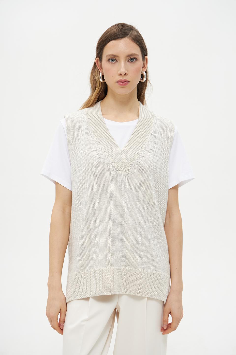 Жилет Lecomte вязаный бежевый