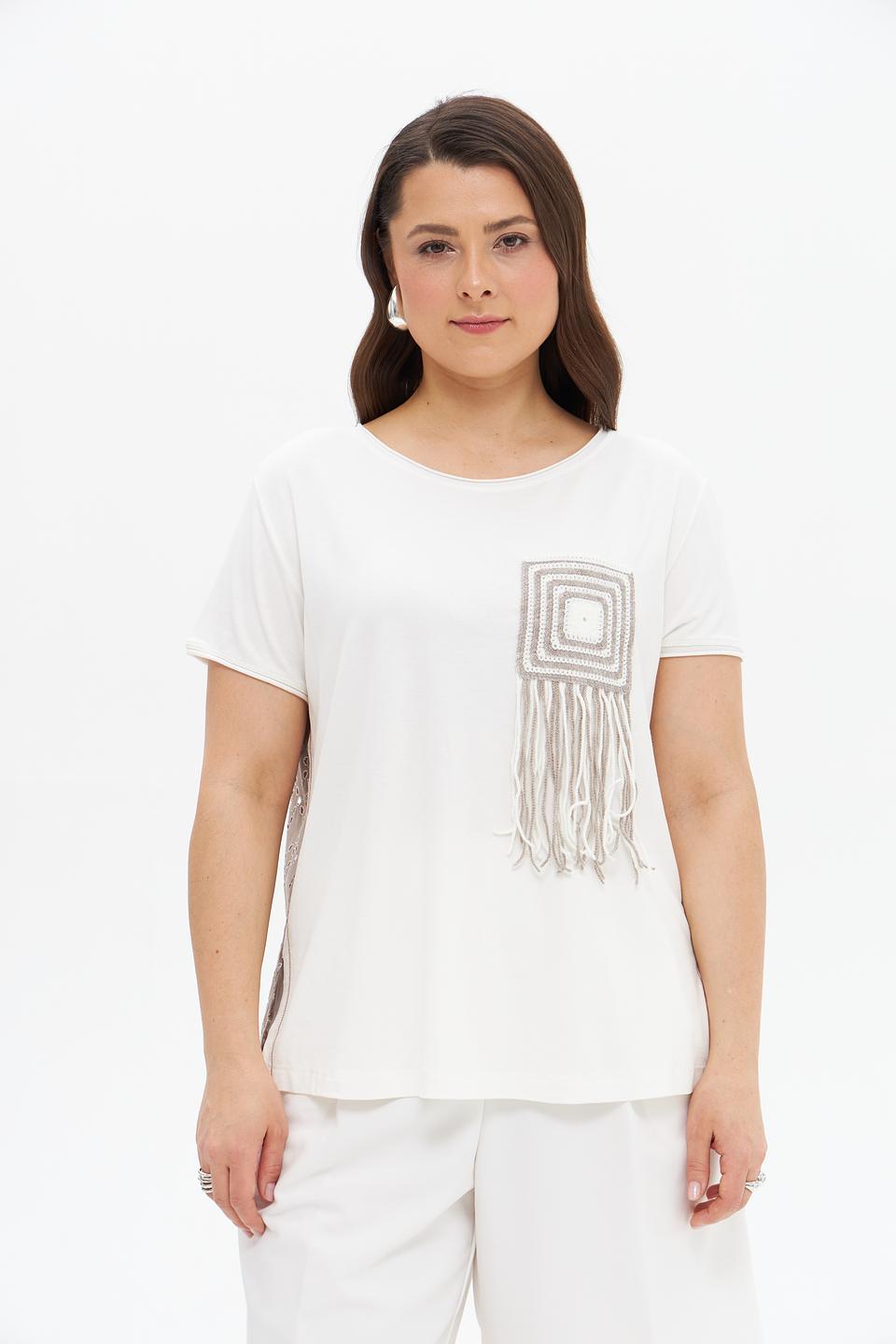 Футболка Tuzzi с бахромой белая