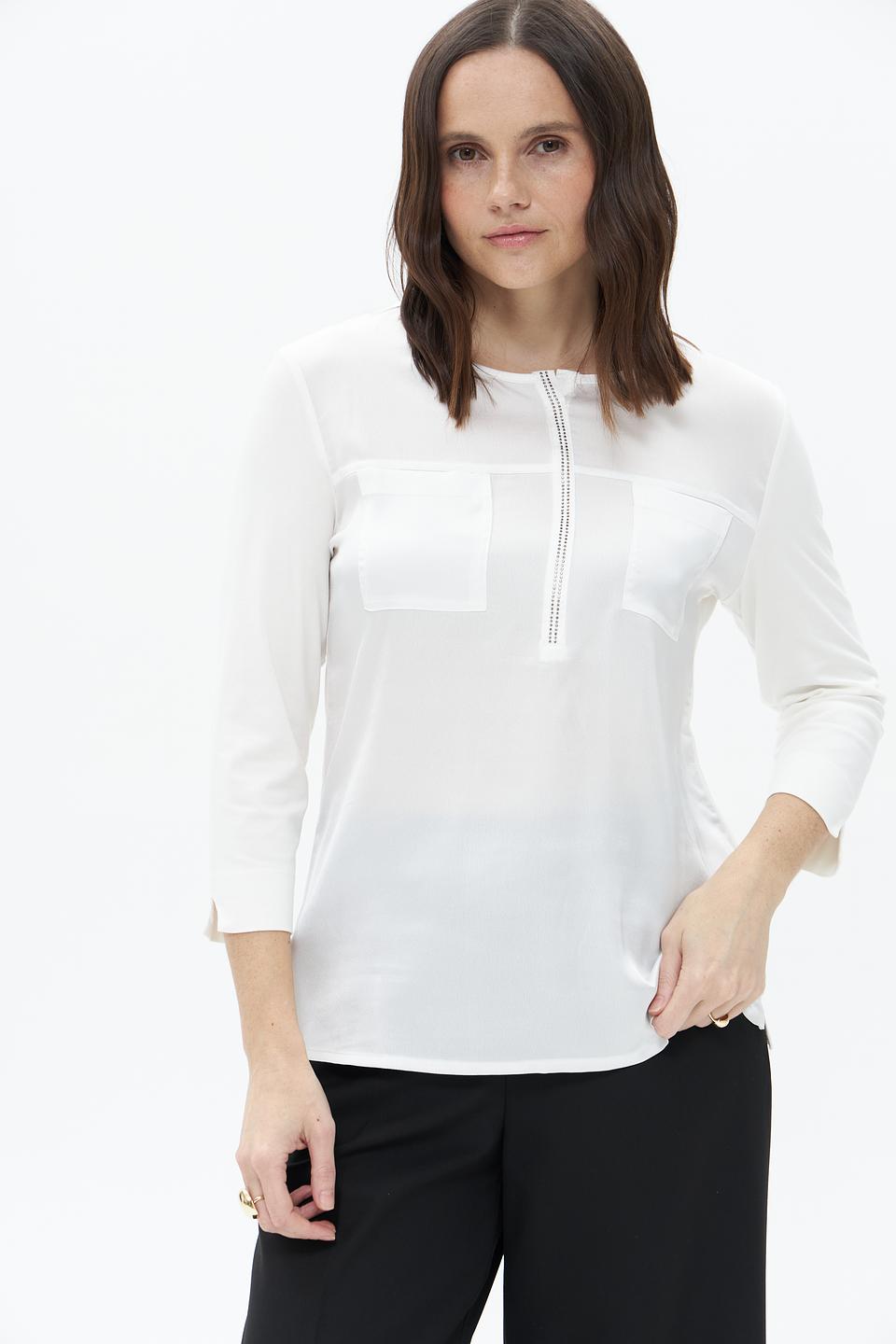 Блузка Barbara Lebek белая с карманом