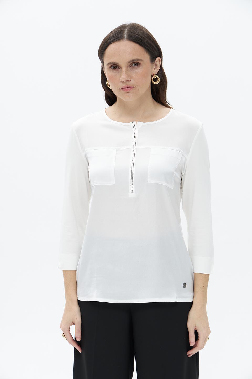 Блузка Barbara Lebek белая с карманом