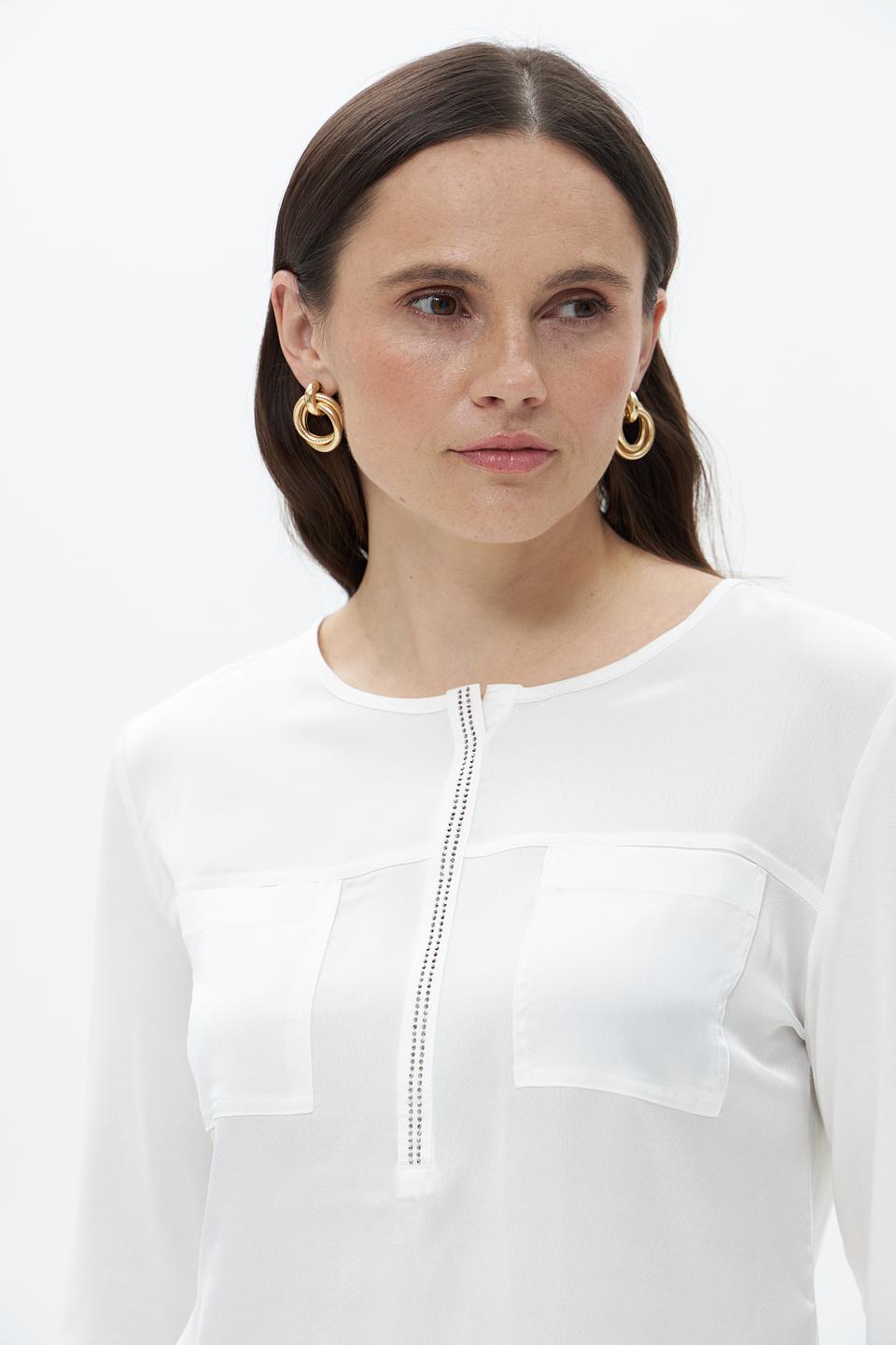 Блузка Barbara Lebek белая с карманом
