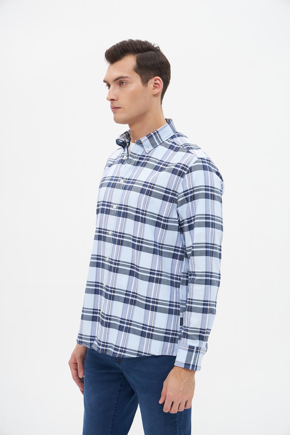Рубашка Bugatti в клетку голубая