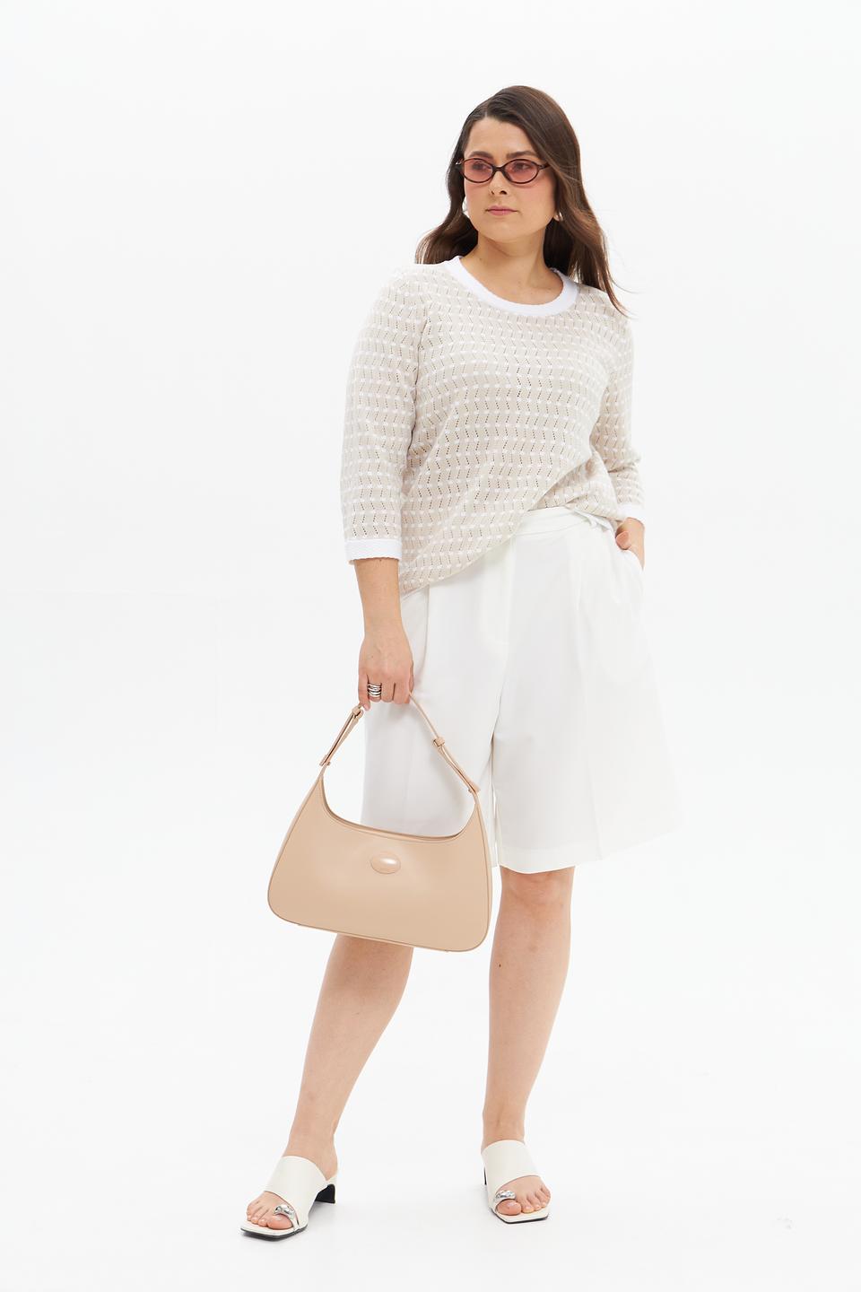 Пуловер Gollehaug с ажуром бежевый