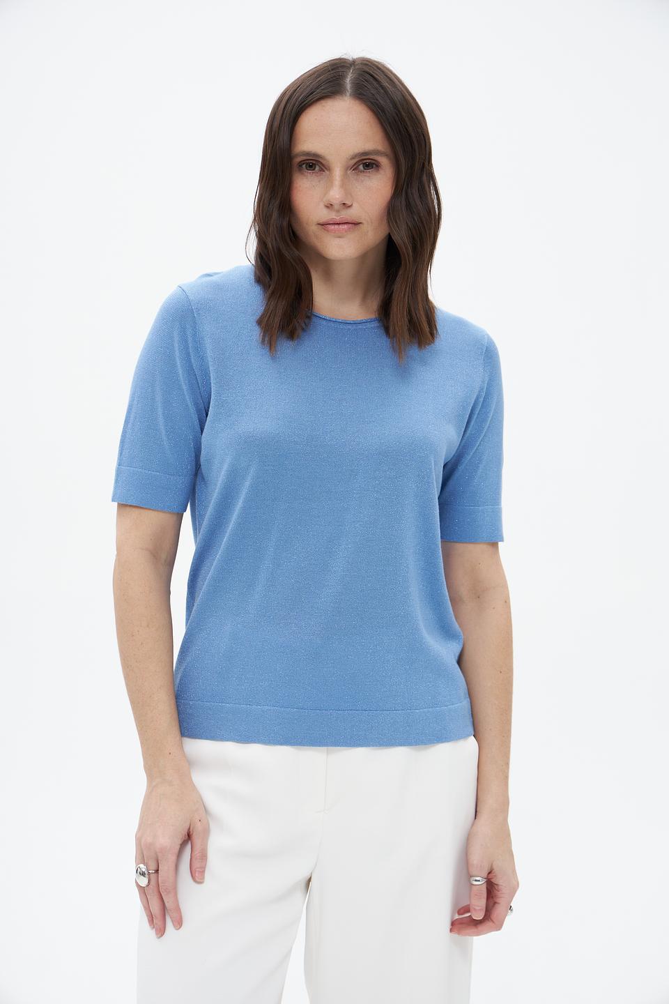 Пуловер Bianca голубой с коротким рукавом