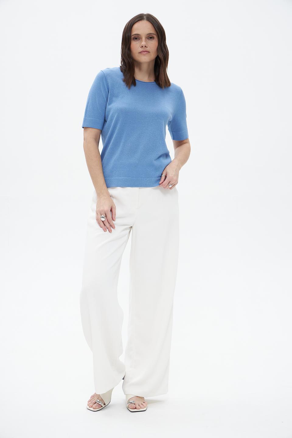 Пуловер Bianca голубой с коротким рукавом