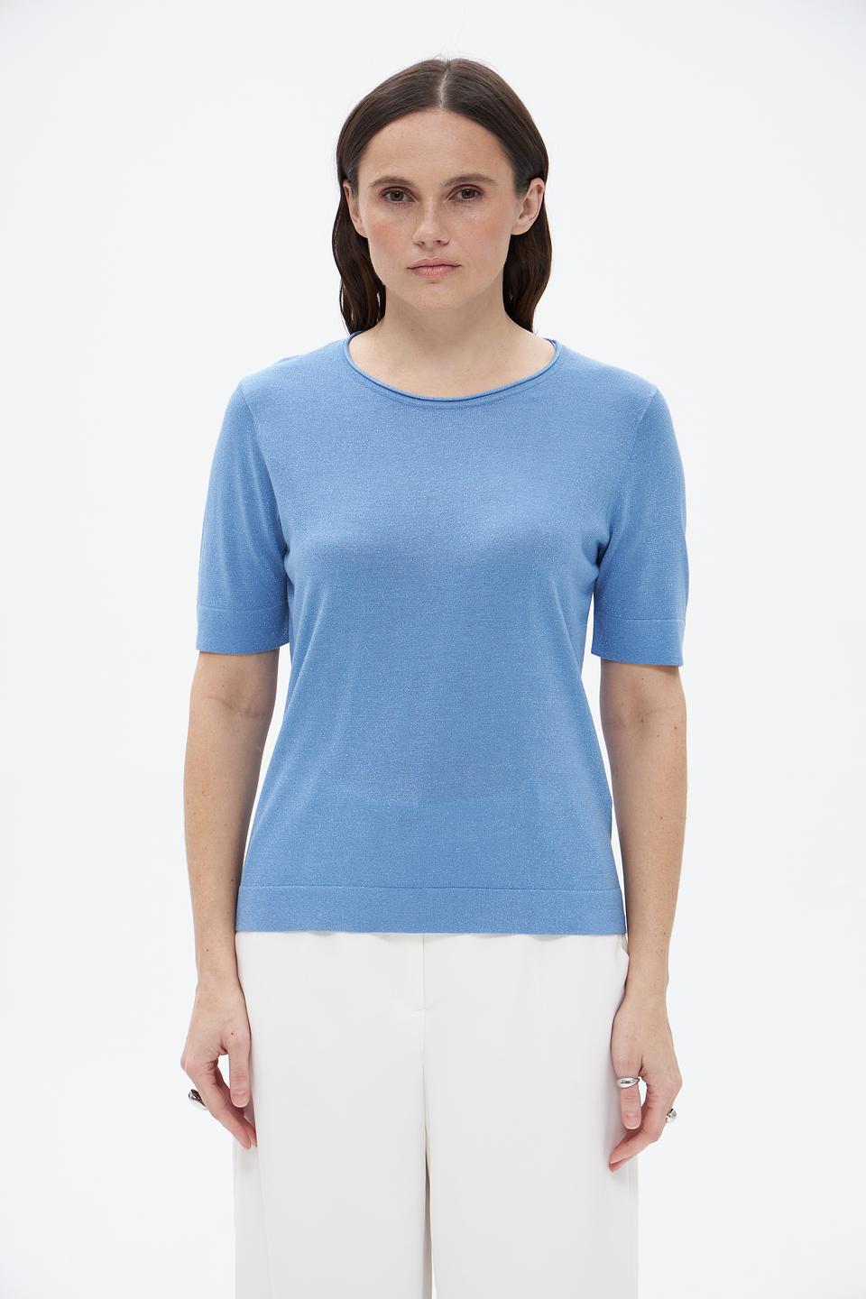 Пуловер Bianca голубой с коротким рукавом