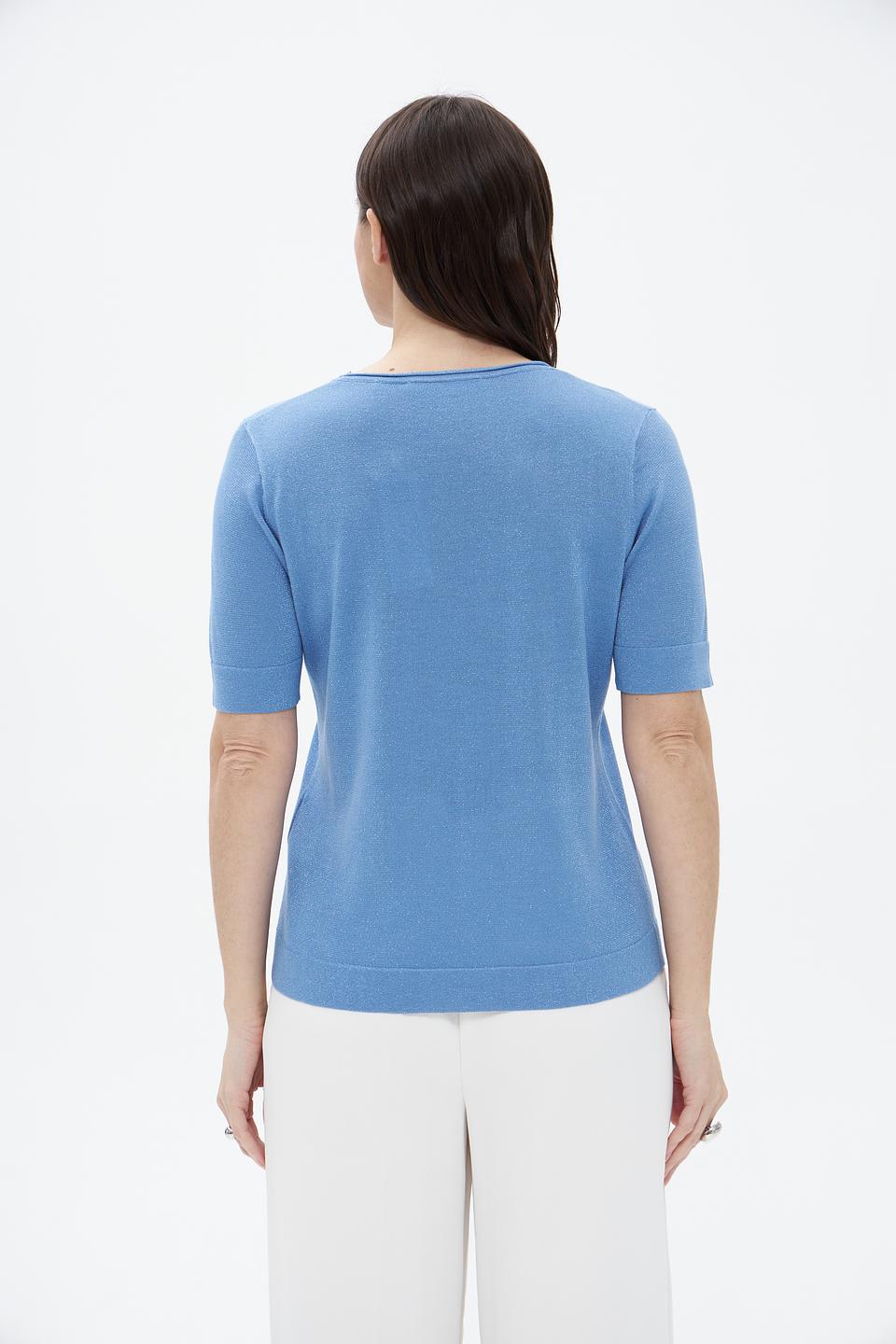 Пуловер Bianca голубой с коротким рукавом