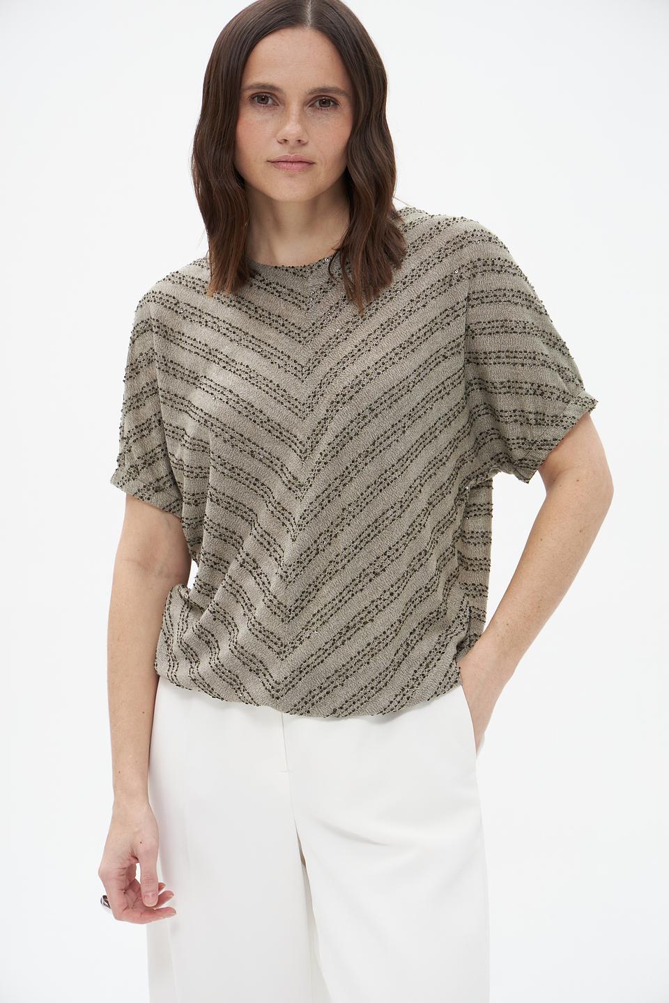 Футболка Bianca с узором бежевая